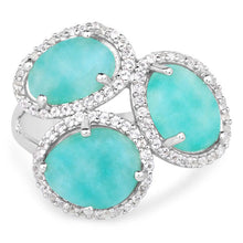 Load image into Gallery viewer, 5.30 Carat Genuine Amazonite And White Topaz .925 Sterling Silver Ring