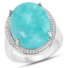Load image into Gallery viewer, 15.09 Carat Genuine Amazanite And White Topaz .925 Sterling Silver Ring