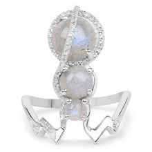 Load image into Gallery viewer, 2.79 Carat Genuine Labradorite And White Topaz .925 Sterling Silver Ring