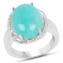 Load image into Gallery viewer, 7.86 Carat Genuine Amazonite And White Topaz .925 Sterling Silver Ring