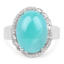 Load image into Gallery viewer, 7.86 Carat Genuine Amazonite And White Topaz .925 Sterling Silver Ring