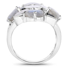 Load image into Gallery viewer, 10.30 Carat Genuine White Rainbow Moonstone, Labradorite And Black Onyx .925 Sterling Silver Ring