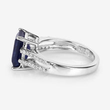 Load image into Gallery viewer, 3.07 Carat Glass Filled Sapphire and White Zircon .925 Sterling Silver Ring
