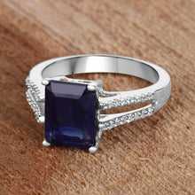 Load image into Gallery viewer, 3.07 Carat Glass Filled Sapphire and White Zircon .925 Sterling Silver Ring