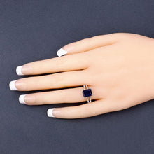 Load image into Gallery viewer, 3.07 Carat Glass Filled Sapphire and White Zircon .925 Sterling Silver Ring