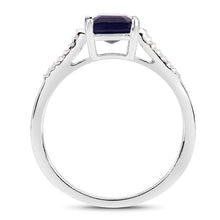 Load image into Gallery viewer, 3.07 Carat Glass Filled Sapphire and White Zircon .925 Sterling Silver Ring