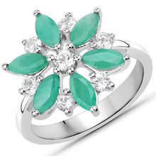 Load image into Gallery viewer, 1.85 Carat Genuine Emerald and White Topaz .925 Sterling Silver Ring