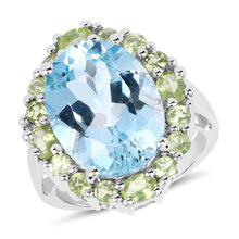 Load image into Gallery viewer, 12.77 Carat Genuine Blue Topaz and Peridot .925 Sterling Silver Ring