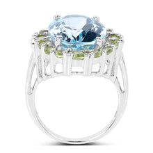Load image into Gallery viewer, 12.77 Carat Genuine Blue Topaz and Peridot .925 Sterling Silver Ring