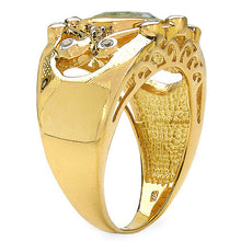 Load image into Gallery viewer, 14K Yellow Gold Plated 3.42 Carat Genuine Blue Topaz & White Topaz .925 Sterling Silver Ring