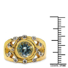 Load image into Gallery viewer, 14K Yellow Gold Plated 3.42 Carat Genuine Blue Topaz & White Topaz .925 Sterling Silver Ring
