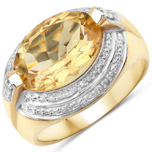 Load image into Gallery viewer, 4.56 Carat Genuine Citrine and White Diamond .925 Sterling Silver Ring
