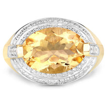 Load image into Gallery viewer, 4.56 Carat Genuine Citrine and White Diamond .925 Sterling Silver Ring