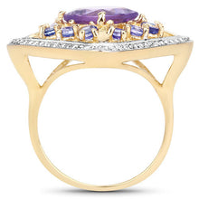 Load image into Gallery viewer, 3.44 Carat Genuine Amethyst and Tanzanite .925 Sterling Silver Ring