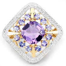 Load image into Gallery viewer, 3.44 Carat Genuine Amethyst and Tanzanite .925 Sterling Silver Ring