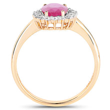 Load image into Gallery viewer, 1.48 Carat Genuine Ruby and White Diamond 14K Yellow Gold Ring