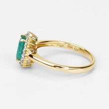 Load image into Gallery viewer, 1.39 Carat Genuine Zambian Emerald and White Diamond 10K Yellow Gold Ring