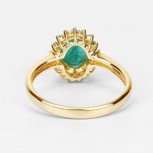 Load image into Gallery viewer, 1.39 Carat Genuine Zambian Emerald and White Diamond 10K Yellow Gold Ring