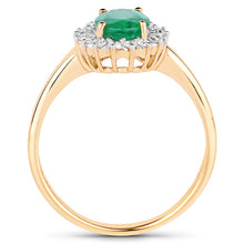 Load image into Gallery viewer, 1.39 Carat Genuine Zambian Emerald and White Diamond 10K Yellow Gold Ring