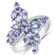 Load image into Gallery viewer, 1.73 Carat Genuine Tanzanite and White Zircon .925 Sterling Silver Ring