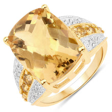 Load image into Gallery viewer, 8.44 Carat Genuine Citrine and White Topaz .925 Sterling Silver Ring