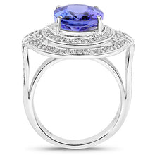 Load image into Gallery viewer, 14K White Gold 6.83 Carat Genuine Tanzanite and White Diamond Ring
