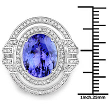Load image into Gallery viewer, 14K White Gold 6.83 Carat Genuine Tanzanite and White Diamond Ring
