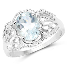 Load image into Gallery viewer, 1.50 Carat Genuine Aquamarine .925 Sterling Silver Ring