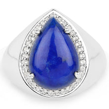 Load image into Gallery viewer, 5.52 Carat Genuine Lapis and White Zircon .925 Sterling Silver Ring