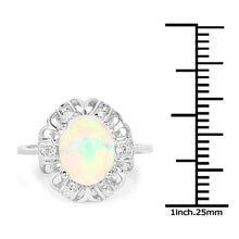 Load image into Gallery viewer, 1.73 Carat Genuine Ethiopian Opal & White Topaz .925 Sterling Silver Ring