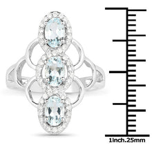 Load image into Gallery viewer, 1.54 Carat Genuine Aquamarine and White Zircon .925 Sterling Silver Ring
