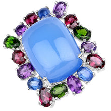 Load image into Gallery viewer, 26.67 Carat Genuine Multi Stones .925 Sterling Silver Ring