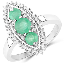 Load image into Gallery viewer, 3.52 Carat Genuine Zambian Emerald and White Topaz .925 Sterling Silver 3 Piece Jewelry Set (Ring, Earrings, and Pendant w/ Chain)