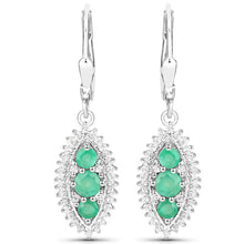 Load image into Gallery viewer, 3.52 Carat Genuine Zambian Emerald and White Topaz .925 Sterling Silver 3 Piece Jewelry Set (Ring, Earrings, and Pendant w/ Chain)