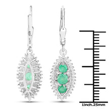 Load image into Gallery viewer, 3.52 Carat Genuine Zambian Emerald and White Topaz .925 Sterling Silver 3 Piece Jewelry Set (Ring, Earrings, and Pendant w/ Chain)