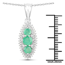 Load image into Gallery viewer, 3.52 Carat Genuine Zambian Emerald and White Topaz .925 Sterling Silver 3 Piece Jewelry Set (Ring, Earrings, and Pendant w/ Chain)