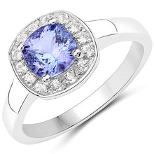 Load image into Gallery viewer, 1.51 Carat Genuine Tanzanite and White Topaz .925 Sterling Silver ring