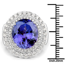 Load image into Gallery viewer, 10.79 Carat Genuine Tanzanite and White Diamond 18K White Gold Ring