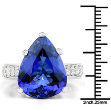 Load image into Gallery viewer, 11.40 Carat Genuine Tanzanite and White Diamond 18K White Gold Ring