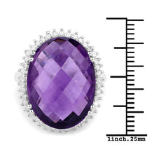 Load image into Gallery viewer, 14.90 Carat Genuine Amethyst and White Diamond .925 Sterling Silver Ring