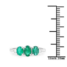 Load image into Gallery viewer, 1.14 Carat Genuine Zambian Emerald and White Diamond 14K White Gold Ring