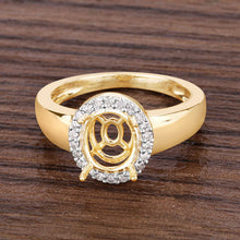 Load image into Gallery viewer, 0.22 Carat Genuine White Diamond 14K Yellow Gold Semi Mount Ring - holds 9x7mm Oval Gemstone
