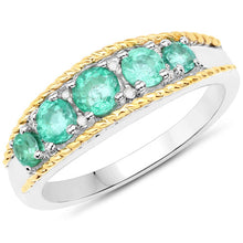 Load image into Gallery viewer, 0.75 Carat Genuine Zambian Emerald and White Diamond .925 Sterling Silver Ring