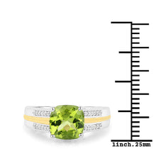 Load image into Gallery viewer, 2.20 Carat Genuine Peridot and White Diamond 14K Yellow Gold with .925 Sterling Silver Ring