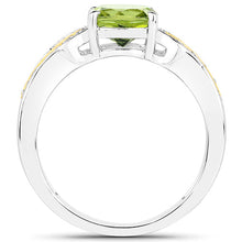 Load image into Gallery viewer, 1.64 Carat Genuine Peridot and White Diamond 14K Yellow Gold with .925 Sterling Silver Ring