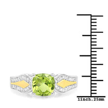 Load image into Gallery viewer, 1.64 Carat Genuine Peridot and White Diamond 14K Yellow Gold with .925 Sterling Silver Ring