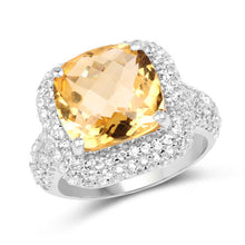 Load image into Gallery viewer, 7.95 Carat Genuine Citrine and White Topaz .925 Sterling Silver Ring