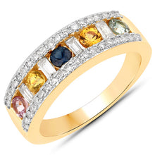 Load image into Gallery viewer, 1.53 Carat Genuine Multi Sapphire .925 Sterling Silver Ring
