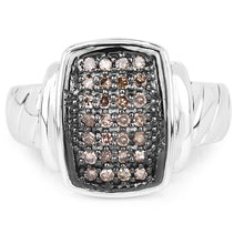 Load image into Gallery viewer, 0.22 Carat Genuine Champagne Diamond .925 Sterling Silver Ring