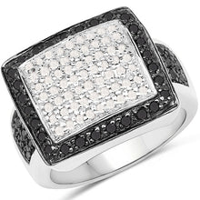 Load image into Gallery viewer, 0.61 Carat Genuine Black Diamond and White Diamond .925 Sterling Silver Ring